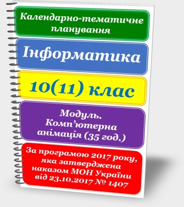 Календарно-тематичне планування. Інформатика 10(11) клас 2018.Комп’ютерна анімація