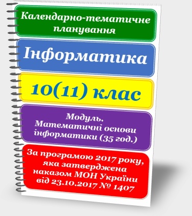 Календарно-тематичне планування. Інформатика 10(11) клас 2018. Математичні основи інформатики