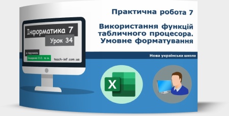 Практична робота 7. Використання функцій табличного процесора. Умовне форматування