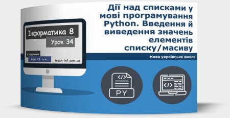 Дії над списками у мові програмування Python. Введення й виведення значень елементів списку/масиву