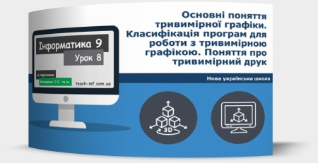 Основні поняття тривимірної графіки. Класифікація програм для роботи з тривимірною графікою. Поняття про тривимірний друк