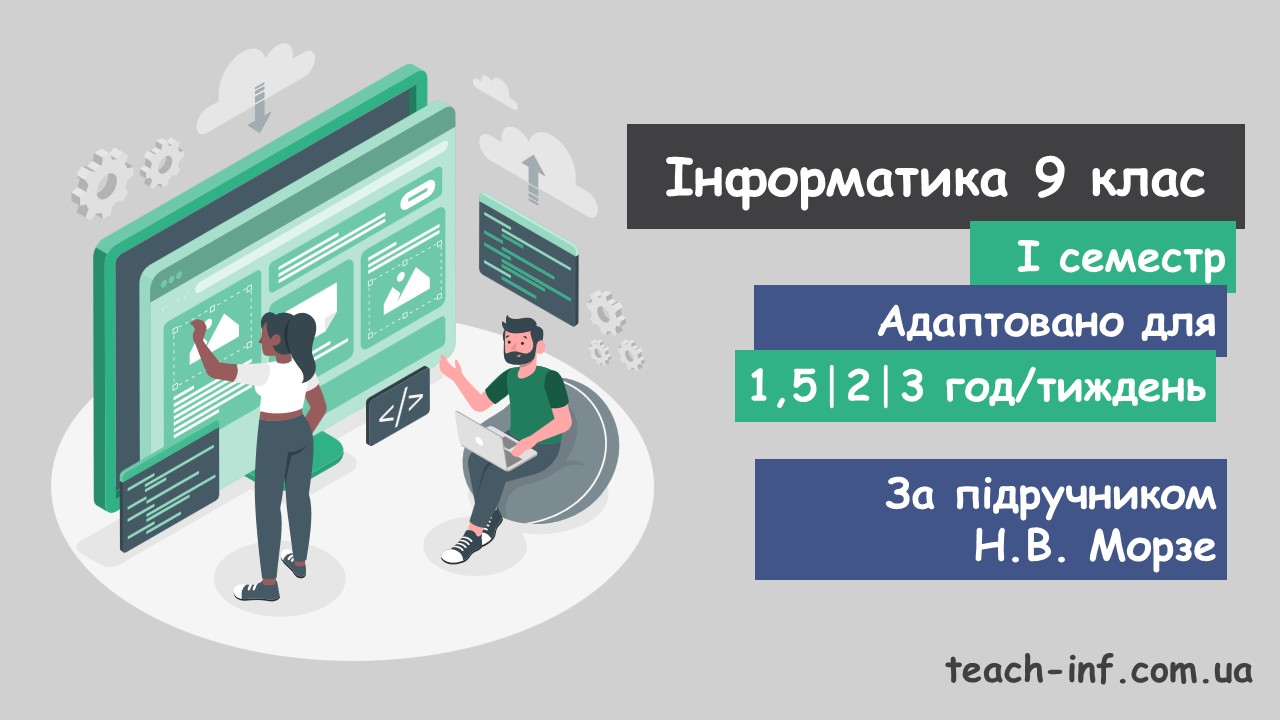 Інформатика 9 клас (НУШ). За підручником Н.В. Морзе (I семестр) 2026 рік